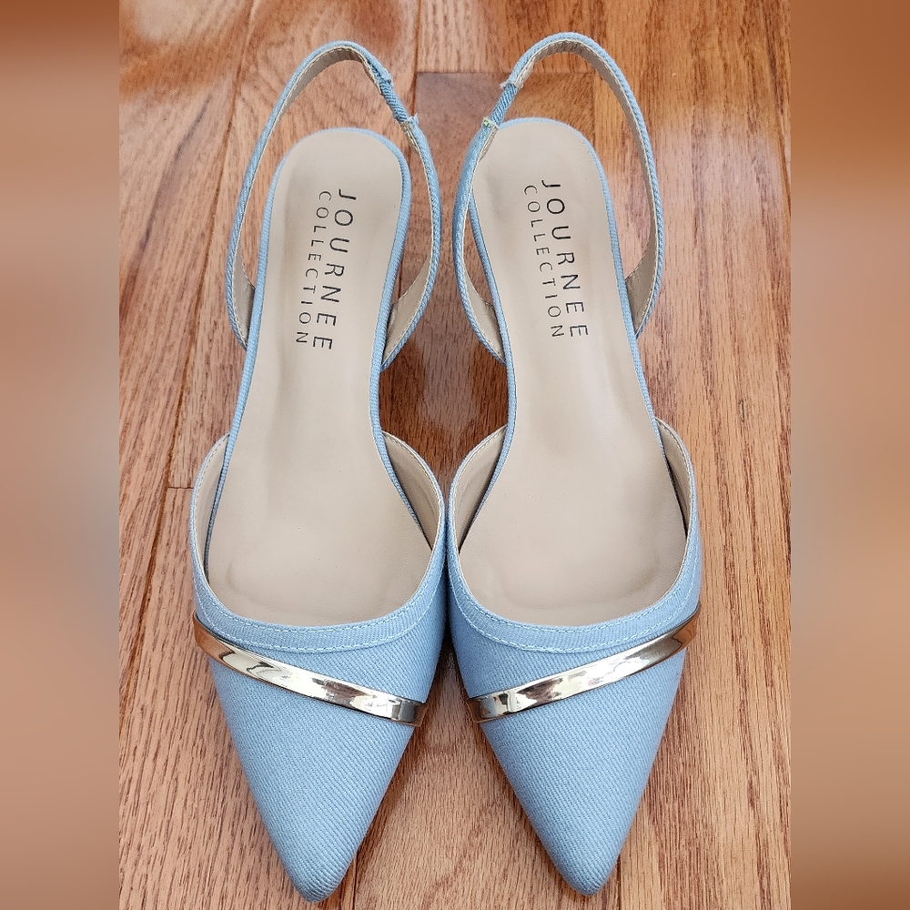 Journee Collection Light Blue Heels with Silver Accent